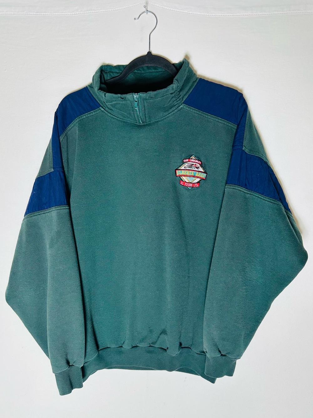 Vintage 90s Made In Canada Alberta Beef 1/4 Zip Sweatshirt L Gorpcore Dadcore